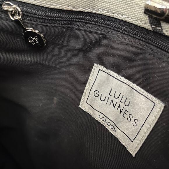 Y2K Vintage Lulu Guinness London Siamese Cat Gray Structured Tote Bag - Picture 4 of 9